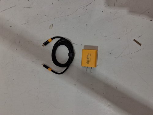 usb wall charger with usd-c to usb-c cable - 65w - yellow image 3