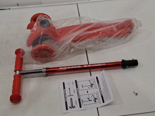 KIDS Rugged Racers 3-Wheel with LED Lights SCOOTER - RED/PINK (MODEL:BH19898) image 3
