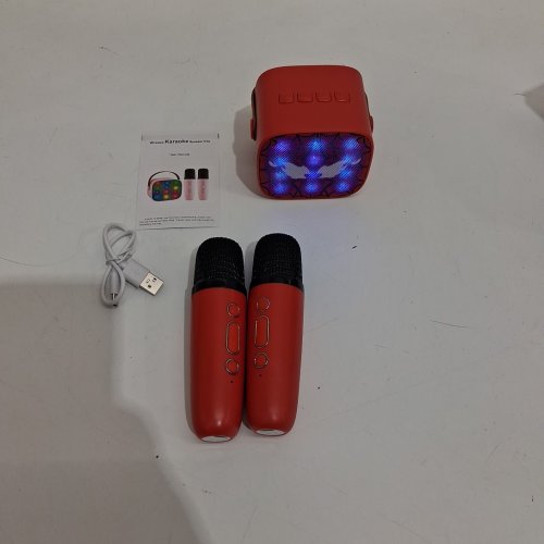 3pc kssvzz mini portable bluetooth spider karaoke machine with two microphones - red (Model: k1) image 4