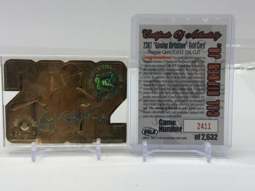 GENUINE BIRTHSTONE 23KT GOLD CAL RIPKEN JR IRONMAN CARD PERIOD OF GEM LIMITED EDITION #2411/2632 image 7