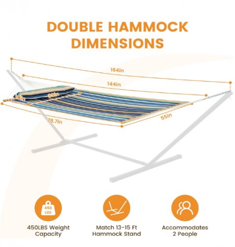 Lazy Daze Quilted Fabric Double Hammock with Spreader Bars - 55"- BEACH (MODEL: HMQFH11N) image 2