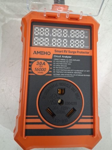 ameho RV Surge Protector - 30a - 16000 joules -orange/black image 4