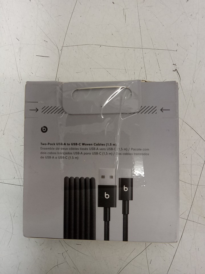 2pk Beats usb-A to USB-C braided charging cable - 5FT - Black image 3