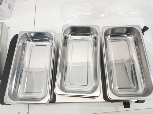 NutriChef 3 Pot Section Buffet Server Food Warmer Stainless Steel Tray - 3.5QT - Stainless Steel Grey - (Model: PKBFWM33.0) image 5