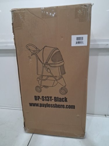 bestpet 3 Wheel folding Pet Stroller with cup holders, storage basket, and mesh cover - 33" x 38.6" x 17.5" - 20.9" x 19.7" basket - black (model : bp-s13t-black) image 2