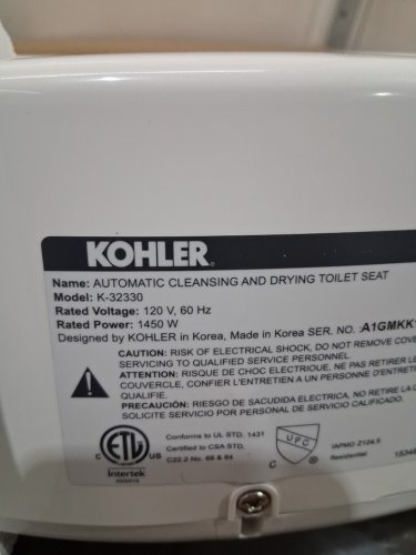 Kohler Elongated Purewash Bidet Toilet Seat - White - (Model: 32330-0) image 8