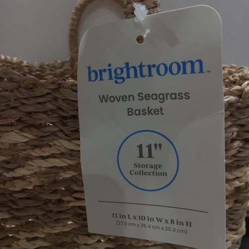 2 Brightroom hand crafted Woven seagrass Rectangular Basket - 11" x 10" x 8" image 2