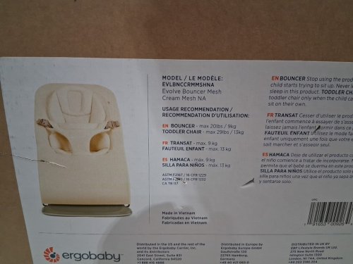 ERGOBABY EVOLVE 3 IN 1 ADJUSTABLE BOUNCER FOR NEWBORNS TO TODDLERS UP TO 20LBS - CREAM (MODEL: EVLBNCCRMMSHNA) image 3