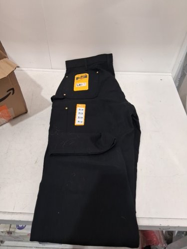 MEN'S CARHARTT LOOSE FIT FIRM DUCK DOUBLE FRONT WORK PANTS - 38W x 34L - BLACK (STYLE: B01-M) image 3