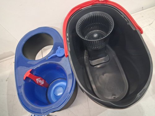vileda easywring rinseclean spin mop & bucket system with reusable microfiber mophead & extendable handle - blue image 4