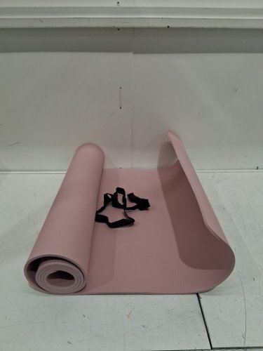 Amazon Basics 1/4" Thick TPE Exercise Yoga Mat with Carrying Strap - 73" x 24" - Rose Pink image 3