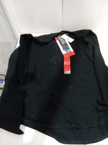 women's kirkland signature 3/4 sleeve v-neck shirt - MEDIUM - BLACK (style: 7771740) image 2