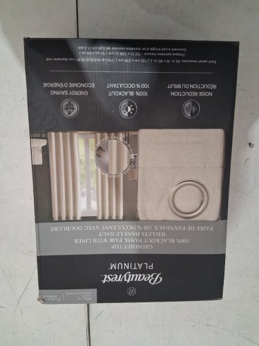 (2 PANEL) Beautyrest GROMMET TOP Blackout Curtain WITH LINER  - 52" X 90" - beige (MODEL:brp40-0169) image 2
