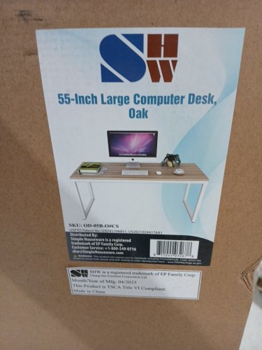 SHW Computer Desk for Home Office, 23.8" x 28" x 55" - Oak (Model: OD-05B-O) image 3