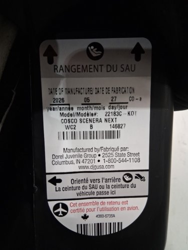 COSCO KIDS SCENERA 5-POINT HARNESS INFANT CAR SEAT WITH CUP HOLDER ATTACHMENT - 40LBS MAX - BLACK (MODEL: ‎22183CKOT) image 5