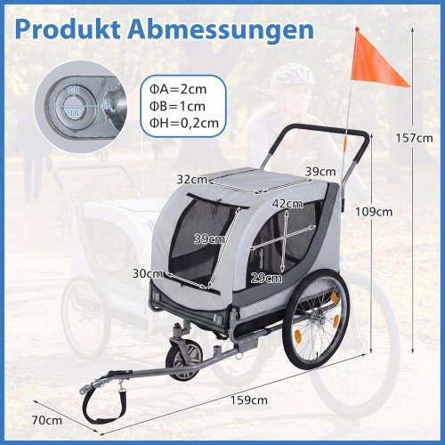 Costway Bicycle Dog Trailer - 175lbs cap - Grey (Model: PW10167WH) image 3