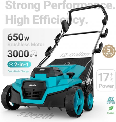 MELLIF 2-IN-1 SCordless Lawn Dethatcher and Scarifier - **TOOL ONLY** - Compatible with Makita 18V Battery - BLUE/BLACK (MODEL: MFSCRF03) image 2