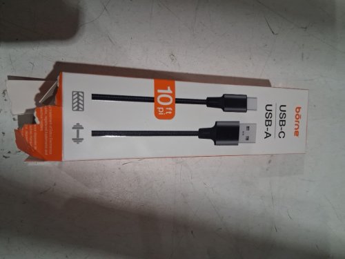 BORNE BRAIDED USB-C TO USB-C CABLE - 10FT, 100W - BLACK (MODEL: CBLCC10-BK) image 2