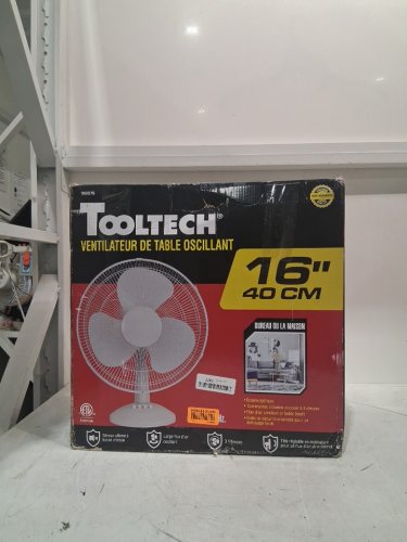 TOOLTECH 3-SPEED INDOOR OSCILLATING DESK FAN - 16" - WHITE (MODEL: 100076) image 2
