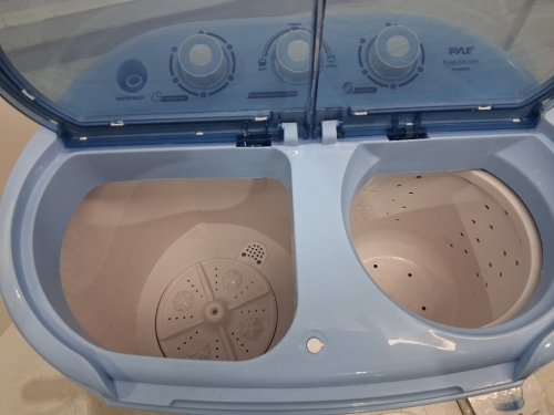 PYLE PURE CLEAN MINI TOP LOAD PORTABLE WASHER & SPIN DRYER - 7.7LBS CAPACITY / 110V - WHITE/BLUE (MODEL: PUCWM22) image 5
