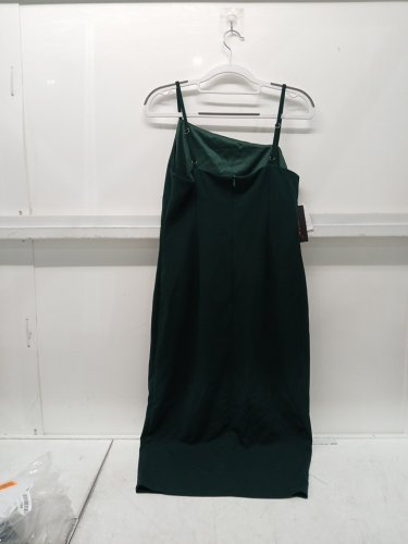 WOMENS OWIN formal asymmetrical spaghetti strap dress - large - dark green image 4