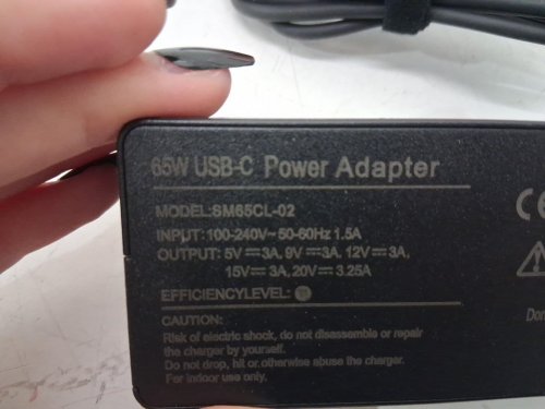 usb-c/type c laptop charger power supply adapter - 65w - black (Model: SM65CL-02) image 4