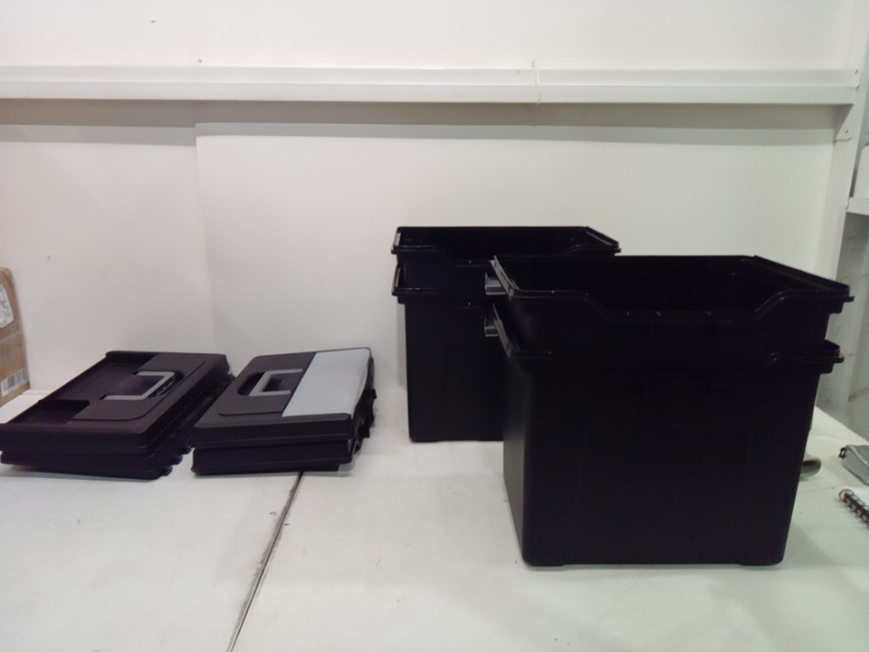 4PK IRIS USA Portable Letter Size File Organizer with Lid - BLACK/CLEAR (MODEL: 586450 / hfb-24e-top) image 3