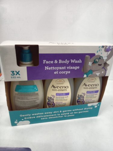 3pk aveeno kids FACE & BODY WASH WITH OAT EXTRACT - SENSITIVE SKIN - 532ML/EACH image 2