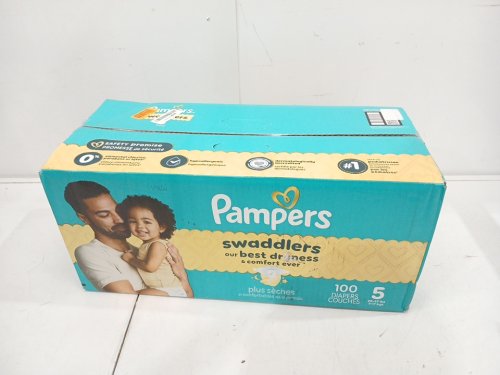 100PK PAMPERS SWADDLERS 100% LEAKPROOF DISPOSABLE BABY DIAPERS - SIZE 5 image 2