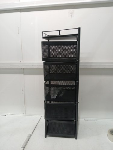 garvee 5-Tier Square Metal Mesh Vegetable FRUITS KITCHEN Rack TROLLEY WITH WHEELS - 10.2" X 10.2" X 37.6" - BLACK(MODEL: PHK_33DHQPXH) image 5