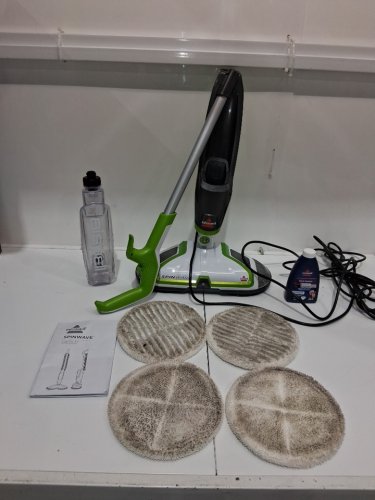 Bissell Spinwave Cord Powered Hard Floor Mop WITH PADS - 28OZ CAPACITY - white/green (MODEL: 2039B / 2039C) image 3