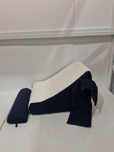 2pc roowana reading pillow with adjustable head rest - blue/off white image 3