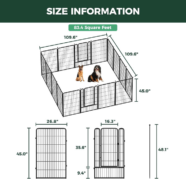 FXW Rollick Unleashed Dog Playpen 45" - 16-panels - black (model: 121-4516-bk-23v11) image 2