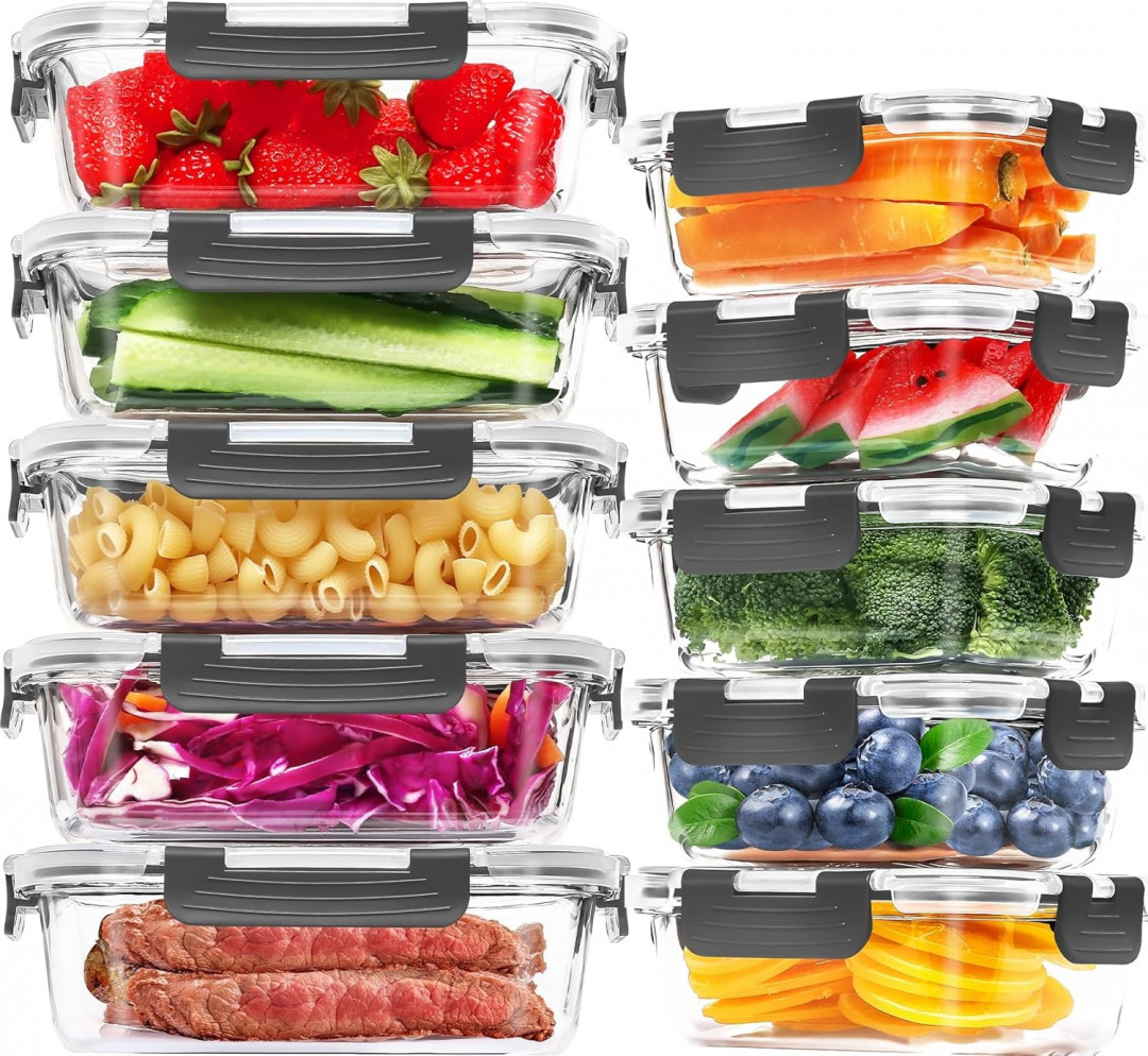 9pc Skroam glass Food Storage Containers with Lids - clear image 2