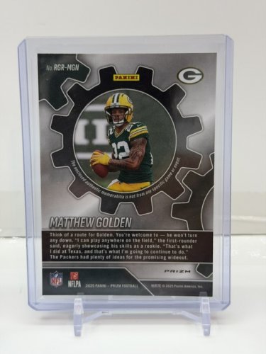 MATTHEW GOLDEN ROOKIE CARD PATCH - 2025 PANINI PRIZM NFL CARD 135PNT (RGR-MGN) image 3