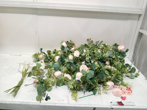 9pk Artificial Flowers Garland Spring Wall Hanging Plant - 6ft - green/pink image 3