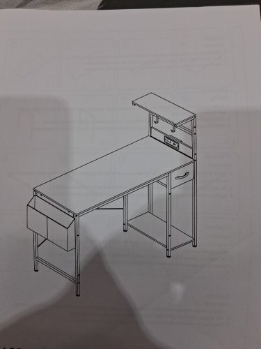 Grandder Gaming Desk with Power Socket reversible shelves drawer and LED Lights - 47" - black (model:E101-47T) image 4