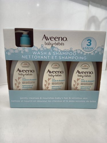 3PK AVEENO BABY DAILY WASH AND SHAMPOO  - 532ml each - natural oat lightly scented image 2