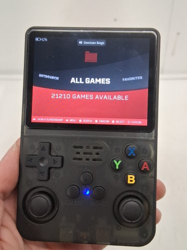 FINGEREVO HANDHELD GAME CONSOLE WITH 3.5" SCREEN & 10000+ GAMES - TRANSLUCENT BLACK (MODEL: R36S) image 4