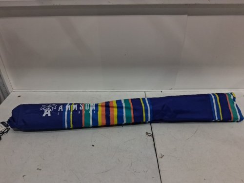 AMMSUN 7FT PORTABLE BEACH PATIO UMBRELLA WITH SAND ANCHOR - ADJUSTABLE HEIGHT WITH FLAPS - MULTICOLOURED BLUE image 6