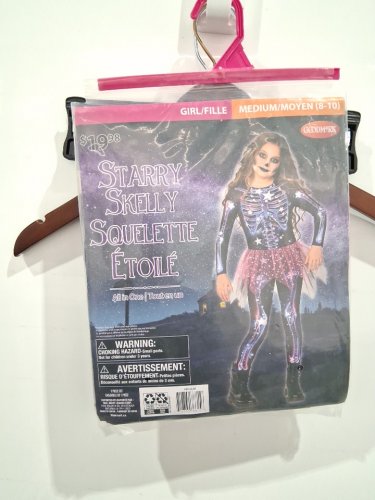 GIRL'S GOODMARK STARRY SKELLY SKELETON COSTUME - MEDIUM (8-10) - BLACK/ PURPLE/PINK (style: CA31622M) image 2