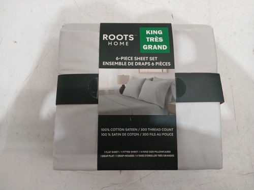 6pc roots home 300 thread count bed sheet set - king - light grey (model: 2891903) image 4