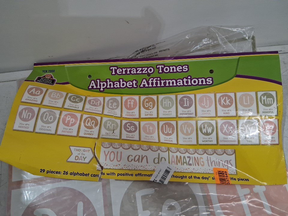 29PC Teacher Created Resources Terrazzo Tones Alphabet Affirmations Bulletin Board - multi-color (MODEL: TCR7202) image 3