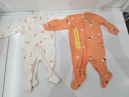 2 assorted baby ONESIES - 6m - WHITE/ORANGE image 2