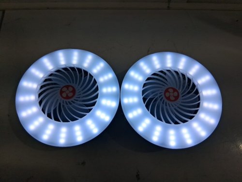 2pk 2-in-1 echargeable led camping lanterns with built-in fan - 500lm - blue/grey image 2