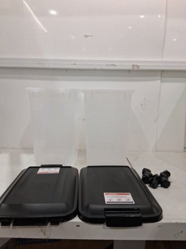 2pk buddeez airtight rolling pet food storage container - 50lbs capacity - clear/black (model:‎ 099) image 2