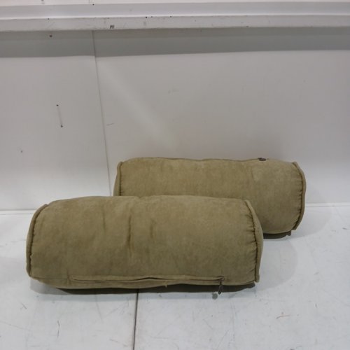 2pk Blazing Needles Chenille Bolster Pillows - 20" x 8" - macaroon/green - (model:9814-S2-JCH-CO-12) image 2