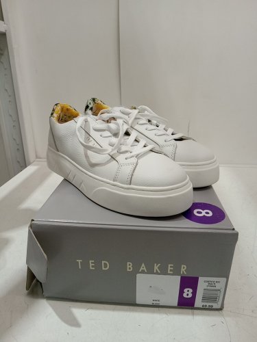 WOMENS TED BAKER maisie leather court shoes - size 8 - white/floral (style: 3756608) image 2