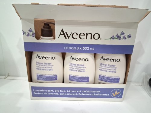 3PK AVEENO STRESS RELIEF MOISTURIZING BODY LOTION - CALMS AND RELAXES - 532ML/EACH - LAVENDER image 3