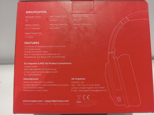 MPOW H17 ANC BLUETOOTH soft over the ear HEADPHONES with 3.5mm jack - 45hr playtime (Model: BH381C) image 4